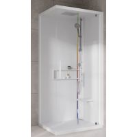 Novellini Glax 2 2.0 G+F kabina z hydromasażem 90 cm kwadratowa prawa parowa z brodzikiem total biała G22GF99DM5-1UU