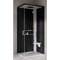 Novellini Glax 2 2.0 G+F kabina z hydromasażem 90 cm kwadratowa prawa parowa z brodzikiem biała G22GF99DT5-1UH