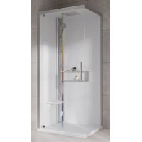 Novellini Glax 2 2.0 G+F kabina z hydromasażem 90 cm kwadratowa lewa parowa z brodzikiem srebrna G22GF99SM5-1BB