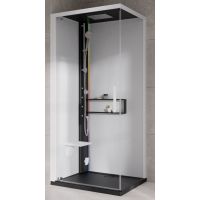 Novellini Glax 2 2.0 G+F kabina z hydromasażem 90 cm kwadratowa lewa parowa z brodzikiem czarna G22GF99SM5-1HU