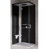 Novellini Glax 2 2.0 G+F kabina z hydromasażem 90 cm kwadratowa lewa parowa z brodzikiem biała G22GF99SM5-1UH