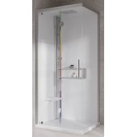 Novellini Glax 2 2.0 G+F kabina z hydromasażem 90 cm kwadratowa lewa parowa z brodzikiem srebrna G22GF99ST5-1BB