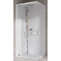 Novellini Glax 2 2.0 G+F kabina z hydromasażem 90 cm kwadratowa lewa parowa z brodzikiem total biała G22GF99ST5-1UU