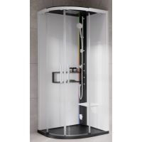 Novellini Glax 2 2.0 R kabina z hydromasażem 100x100 cm półokrągła parowa z brodzikiem czarna G22R100M5-1HU