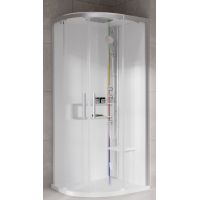 Novellini Glax 2 2.0 R kabina z hydromasażem 100x100 cm półokrągła parowa z brodzikiem srebrna G22R100T5-1BB