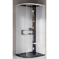 Novellini Glax 2 2.0 R kabina z hydromasażem 90x90 cm półokrągła parowa z brodzikiem czarna G22R90M5-1HU