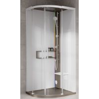 Novellini Glax 2 2.0 R kabina z hydromasażem 90x90 cm półokrągła parowa z brodzikiem corda G22R90M5-1TU