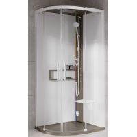 Novellini Glax 2 2.0 R kabina z hydromasażem 90x90 cm półokrągła parowa z brodzikiem corda G22R90T5-1TU