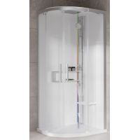 Novellini Glax 2 2.0 R kabina z hydromasażem 90x90 cm półokrągła parowa z brodzikiem srebrna G22R99M5-1BB