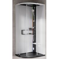 Novellini Glax 2 2.0 R kabina z hydromasażem 90x90 cm półokrągła parowa z brodzikiem czarna G22R99M5-1HU