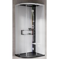 Novellini Glax 2 2.0 R kabina z hydromasażem 90x90 cm półokrągła parowa z brodzikiem czarna G22R99T5-1HU