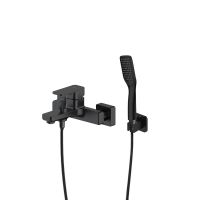 Zestaw Oltens Hadsel bateria wannowo-prysznicowa ścienna z kompletem natryskowym Tinde Hald czarny mat 36056300