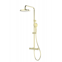 Oltens Vatten zestaw prysznicowy ścienny termostatyczny z deszczownicą złoty połysk 36505800