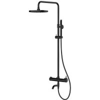 Oltens Molle Numa zestaw wannowo-prysznicowy ścienny z deszczownicą czarny mat 36506300