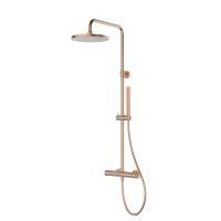 Oltens Vassa zestaw prysznicowy ścienny termostatyczny z deszczownicą miedź szczotkowana 36508610