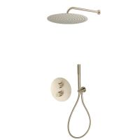 Zestaw Oltens Katla bateria podtynkowa termostatyczna z deszczownicą 30 cm Vindel i kompletem prysznicowym Ume nikiel 36608910