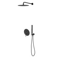 Zestaw Oltens Rann bateria podtynkowa z deszczownicą 30 cm Vindel i kompletem prysznicowym Ume czarny mat 36630300