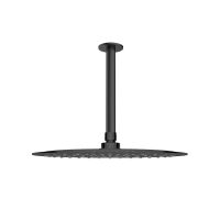 Oltens Vindel deszczownica 30 cm okrągła z ramieniem sufitowym Aera czarny mat 36082300