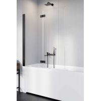 Radaway Nes Black PND I parawan nawannowy 140 cm 2-częściowy czarny mat/szkło przezroczyste 10010140-54-01L