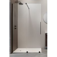 Radaway Furo Black Walk-in drzwi prysznicowe 43,8 cm lewe czarny mat/szkło przezroczyste 10106438-54-01L
