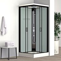 Roth kabina z brodzikiem i zestawem prysznicowym 90x90 cm czarny mat/szkło przezroczyste 4000876