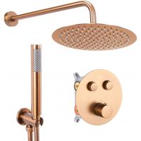 Rea Lungo zestaw prysznicowy ścienny termostatyczny z deszczownicą miedź szczotkowana REA-P8808