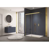 SanSwiss Cadura Walk-In ścianka prysznicowa 100 cm z elementem przesuwnym lewa złoty/szkło przezroczyste CAW2G1001207