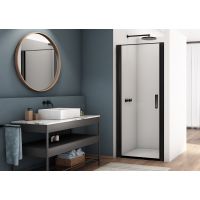 SanSwiss Divera drzwi prysznicowe 90 cm uchylne czarny mat/szkło przezroczyste D22T10900607
