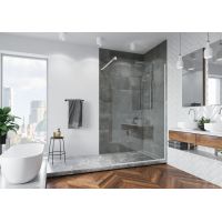 SanSwiss Easy Walk-In ścianka prysznicowa 100 cm wolnostojąca biały mat/szkło przezroczyste STR4P1000907