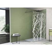 SanSwiss Easy Walk-In ścianka prysznicowa 100 cm wolnostojąca srebrny połysk/dekor drzewo STR4P1005062