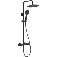 Roca Vega Plus zestaw prysznicowy ścienny z deszczownicą czarny A5A9A6ENB0