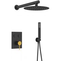 Sea-Horse Ove Black+Gold Stick zestaw prysznicowy podtynkowy z deszczownicą czarny/złoty BJV309B-SG2