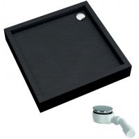 Schedline Favory Plus Black Stone brodzik kwadratowy z syfonem 90x90 cm czarny 3ST.F1K-9090/C/ST