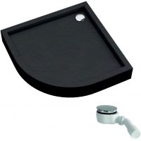 Schedline Favory Plus Black Stone brodzik półokrągły z syfonem 90x90 cm czarny 3ST.F1O-9090/C/ST