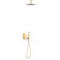 Tres Therm-Box zestaw prysznicowy podtynkowy termostatyczny z deszczownicą złoty 24-K 00625003OR