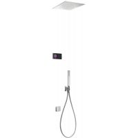 Tres Shower Technology zestaw wannowo-prysznicowy z baterią podtynkową termostatyczną elektroniczną chrom/czarny 092.883.17