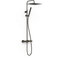 Tres Over-Wall zestaw prysznicowy ścienny termostatyczny z deszczownicą czarny brąz 19039307KMB