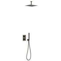 Tres Therm-Box zestaw prysznicowy podtynkowy termostatyczny z deszczownicą czarny metalizowany 21125003KM