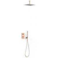Tres Therm-Box zestaw prysznicowy podtynkowy termostatyczny z deszczownicą różowe złoto mat 24-K 21125003OPM