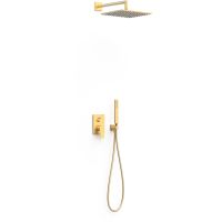 Tres Project zestaw prysznicowy podtynkowy z deszczownicą złoty mat 24-K 21128004OM