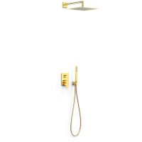 Tres Project zestaw prysznicowy podtynkowy z deszczownicą złoty połysk 24-K 21128004OR