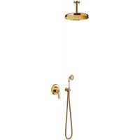 Tres Monoclasic zestaw prysznicowy podtynkowy z deszczownicą złoty 242.180.04.OR