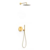 Tres Therm-Box zestaw prysznicowy podtynkowy termostatyczny z deszczownicą złoty mat 24-K 26225004OM