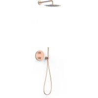 Tres Therm-Box zestaw prysznicowy podtynkowy termostatyczny z deszczownicą różowe złoto mat 26225004OPM