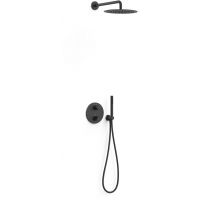Tres Therm-Box zestaw prysznicowy podtynkowy termostatyczny z deszczownicą czarny mat 28125004NM