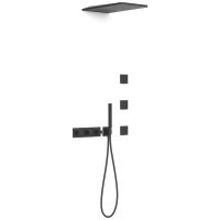Tres B-System zestaw prysznicowy podtynkowy termostatyczny z deszczownicą czarny mat 30725405NM