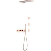 Tres B-System zestaw prysznicowy podtynkowy termostatyczny z deszczownicą różowe złoto połysk 30725405OP