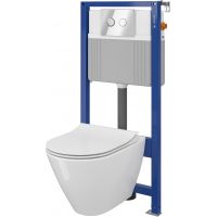Cersanit City Set B32 Oval miska WC CleanOn z deską wolnoopadającą Slim i stelaż podtynkowy Aqua z przyciskiem spłukującym Accento Circle chrom błyszczący S701-324_old