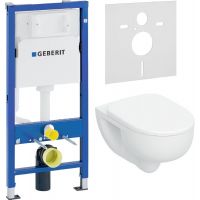 Zestaw Geberit Basic stelaż podtynkowy, uszczelka wygłuszająca i miska z deską wolnoopadającą (111.170.00.1, 156.050.00.1, 503.083.00.1)