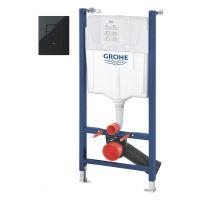 Zestaw Grohe Solido stelaż podtynkowy do miski WC z przyciskiem Even czarny połysk (38971000, 38966KV0)